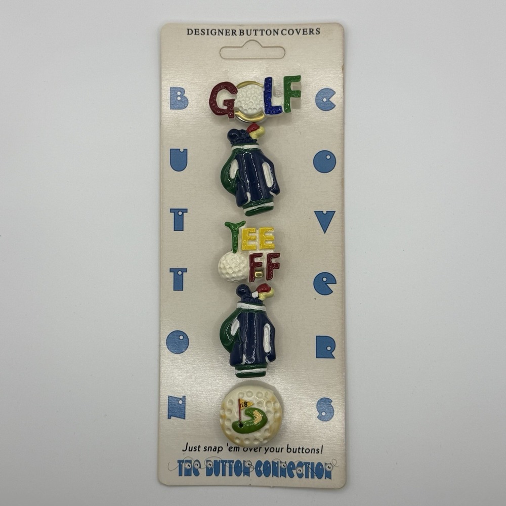 Vintage Pen-Reed Golf Motif Designer Button Covers‎ Set of 5 Carmel CA Original